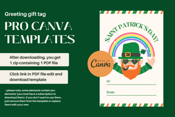 Download St. Patrick's Day Gift Tag Canva PRO - St. patrick's day Collection