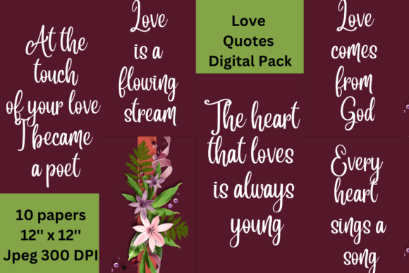 Download Love Life Quotes Digital Paper - Premium Resources