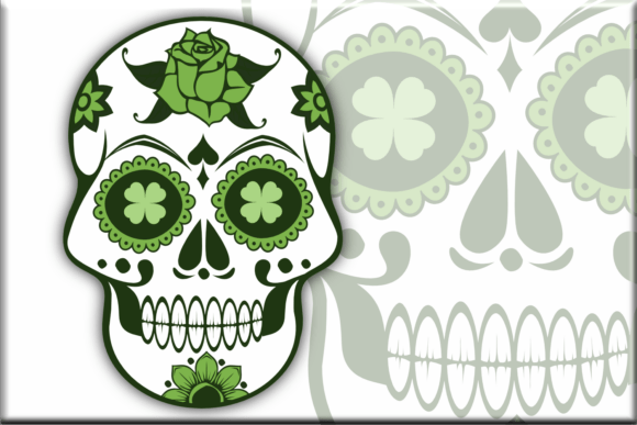 Download St. Patrick's Day Skull with Clovers - St. patrick's day Collection